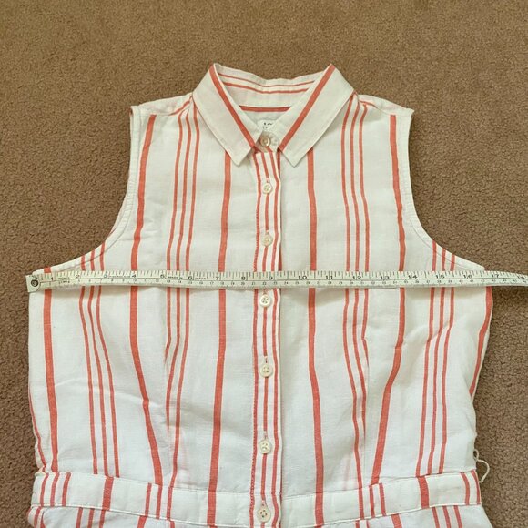 J. Crew Women's 2 Sleeveless Shirt Dress Button White Red Striped Knee Length - Picture 6 of 11